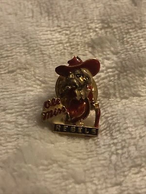Vintage Ole Miss Rebels label pin mascot football basketball - Image 1 of 2