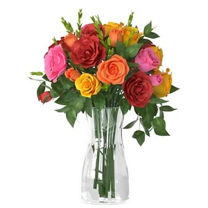 Der Rose Glass Flower Vase Clear Vase for Flowers Bouquet Decorative Vase for... - Picture 1 of 6