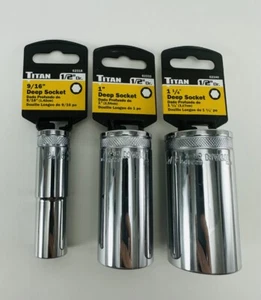 Titan INDIVIDUAL 1/2” Drive Deep SAE Standard Socket Choose From 1/2" - 1-1/4" - Picture 1 of 3