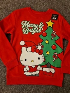 The Christmas Shoppe Hello Kitty by Sanrio Kids L Sweatshirt Merry & Bright  NEW - Picture 1 of 8