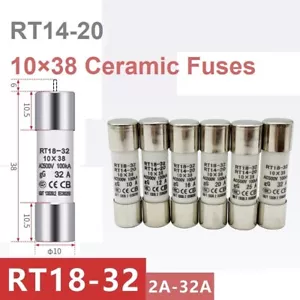 10Pcs RT18-32 Fuse Body 6V 16A 32A Plug-in Fuse RO15 RT18-63A 14*51 2P Base(63A) - Picture 1 of 34