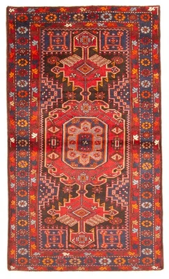 Alfombra oriental tradicional vintage anudada a mano alfombra de lana de 4'1" x 7'1" Foto 1 de 4