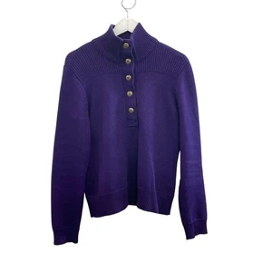 Maglione Ralph Lauren viola con bottoni finto collo taglia L - maglia Heritage - Foto 1 di 4