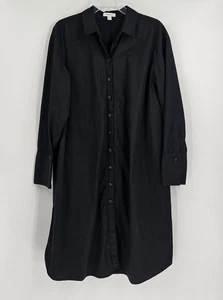 Nordstrom Damen schwarz Baumwolle Guaze Cover-Up Shirtkleid volle Knopfleiste Gr. L - Bild 1 von 4