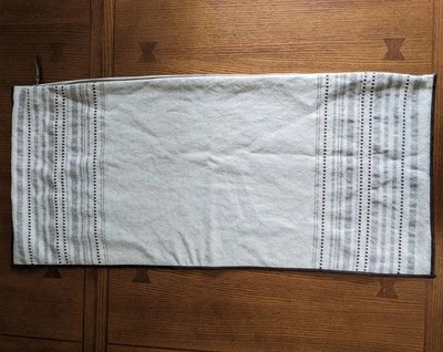 Crate and Barrel Pillow Sham Cover Woven Beige Brown 36x16 Bande Text Stripe Zip - Image 1 of 4