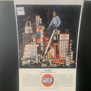 Vintage 1963 Gulf Gas Oil All This And Three Great Gasolines Too Werbung - Bild 1 von 2