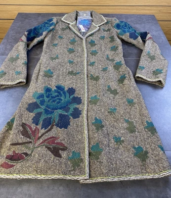 Женское длинное пальто BIYA by Johnny Was коричневое с вышивкой из шерстяной смеси размер XS - Изображение 1 из 4