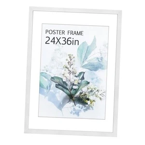 24x36 Poster Frame,Natural Solid Wood White Picture Frames with Polished - Picture 1 of 8