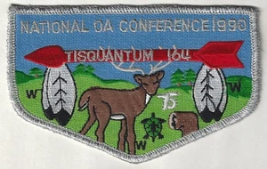 Tisquantum 164 OA flap 75th OA NOAC 1990 silver mylar bord S13 merged SHIPS FREE - Picture 1 of 2