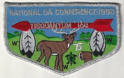 Tisquantum 164 OA flap 75th OA NOAC 1990 silver mylar bord S13 merged SHIPS FREE - Image 1 of 2