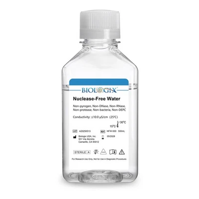 Biologix® Nuclease-Free Water, 500mL/ Bottle, 10 Bottles/Case