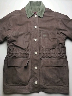 TIMBERLAND Mens Size M Brown Nubuck Leather Jacket (VGC) Button Up Made Portugal - Image 1 of 4