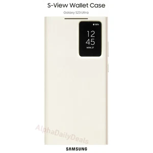 Coque portefeuille folio Samsung S-View authentique pour Galaxy S23 Ultra - Blanc crème - Photo 1 sur 3