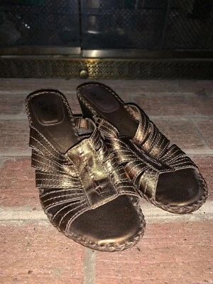 Zuecos de cuero genuino White Mountain mulas plataformas cuñas para mujer 9 ❤️tb9j7 Foto 1 de 4