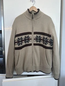 Club Room Fleece Libed Wool Blend Full Zip Beige Sweater Jacket Sz L - Picture 1 of 5