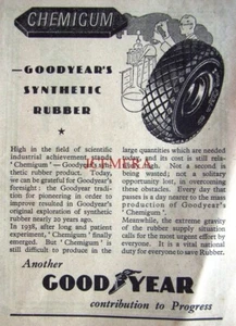 GUTES JAHR WW2 "Chemigum" Synthesekautschuk Reifen Werbung: Kleindruck 1943 - Bild 1 von 1