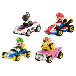 BLACK YOSHI 1:64 Scale Diecast Hot Wheels Mario Kart = 4 pack Luigi Bowser Mario - Picture 1 of 11