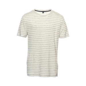 Theory Men's Micro Striped Linen Short Sleeve T-Shirt (Small, Light Plaster) $95 - Picture 1 of 5