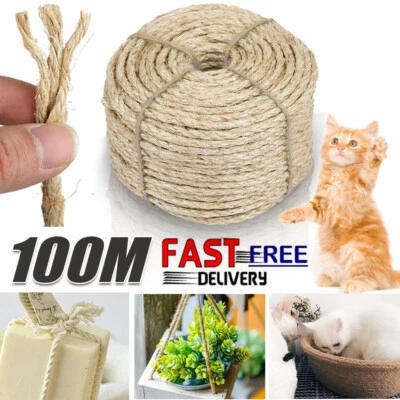 MARKENLOS Sisalseil für Kratzbäume Kratzbaumseil Katzenseil Sisal Schnur Leine Natur 100M