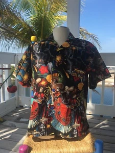 Fiesta De San Marcos"" CAMISAS DE PESCADO, Hechas a Mano, Grandes, Algodón, Hawaianas - Imagen 1 de 6