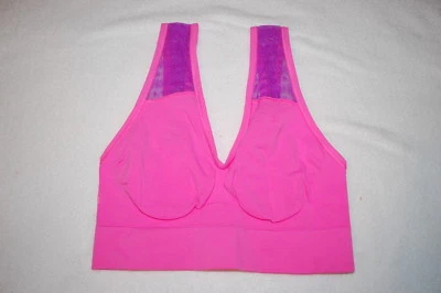 SUJETADOR DEPORTIVO JERSEY SIN COSTURAS ROSA Y MORADO PARA MUJER Confort Malla Correas TALLA S Foto 1 de 2