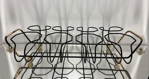 VTG Mid Century Modern Drinking 8 Glass Holder Caddy Carrier Black MCM Art Deco - Picture 1 of 10