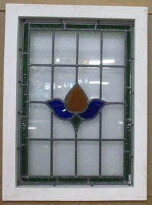 VIDRIERA CON PLOMO INGLÉS ANTIGUO Pretty Tulip & Border 16.5" x 22.5" - Imagen 1 de 3