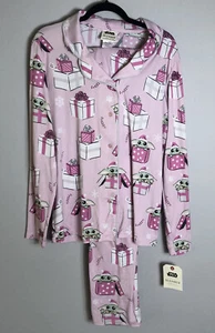 Women's Munki Munki Baby Yoda Star Wars Slumber Pink Size Small Pajama Set NWT - Picture 1 of 6
