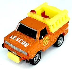 Micro Machines Vehicle Rescue Truck Fire Department Datsun Orange Yellow Panel - Picture 1 of 8