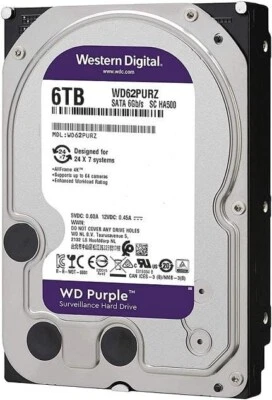 FESTPLATTE WESTERN DIGITAL PURPLE WD62PURZ 6TB 5400U/min 128MB SATA 3.5 Zoll - Bild 1 von 4