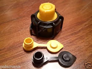 BLITZ GENUINE ORIGINAL Screw Cap Collar Yellow Gas Can Spout Cap 2 Vent Caps NEW - Picture 1 of 11
