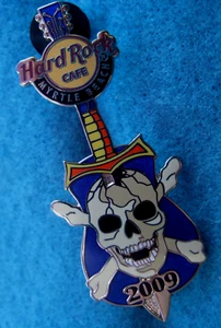 MYRTLE BEACH PROTOTYPE BLUE PIRATE'S SKULL CROSS BONES GUITAR Hard Rock Cafe PIN - Picture 1 of 1
