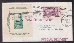 JAMES A. FARLEY FRANKIERTER SONDERLIEFERBRIEF, 1937, CINCINATI, OHIO - Bild 1 von 2
