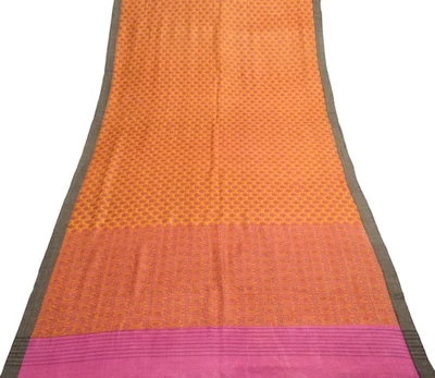 Tela de sari tejida floral 100 % lana pura marca amarilla vintage de Sushila Foto 1 de 4