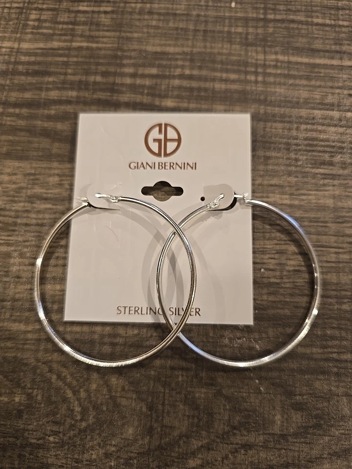 Giani Bernini Sterling Silver Tubular Hoop Earrings Click Top 50mm by 2mm 925