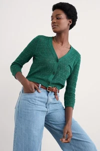 Seasalt Women's Cardigan - green Sweet Day Cotton Cardigan - Regular - Pine Shoo - Picture 1 of 6