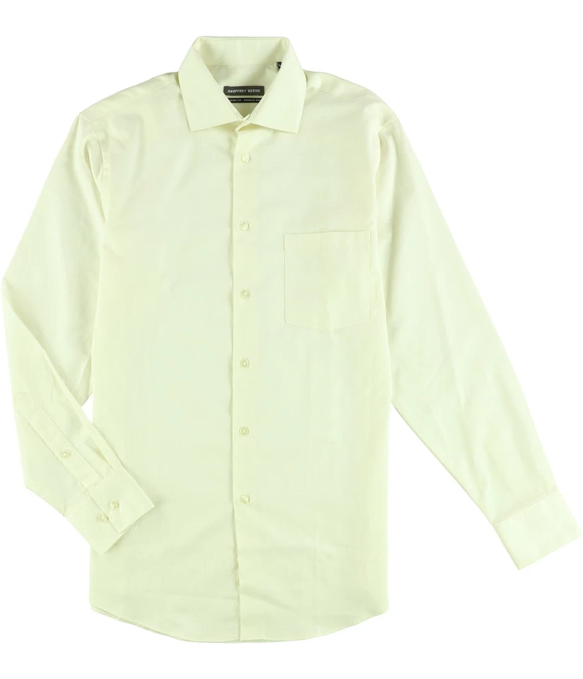 Camisa social clássica Geoffrey Beene sem ferro bege 14,5" gola 32"-33" manga - Imagem 1 de 1