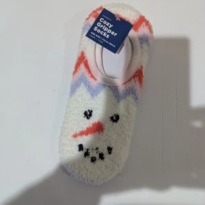 NEW 1 Pr Cozy Snowman Gripper Socks, Size 9-11 - Picture 1 of 5