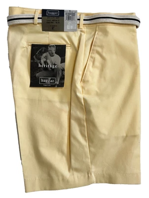 Pantalones Cortos Haggar Heritage Años 90 Paño Vela Para Hombre Talla 36 Bolsillos con Cinturón Amarillo 7" Nuevos con Etiquetas Foto 1 de 4
