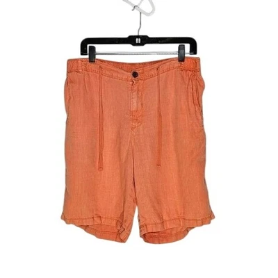 Tasso Elba Island Linen Shorts Solid Orange Drawstring Casual Summer Preppy S - Image 1 of 4
