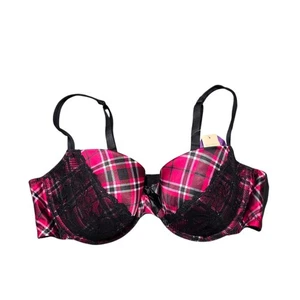 Cacique Plaid Lace Demi Bra Lightweight Supportive Sweep Necklines 40D - Picture 1 of 6
