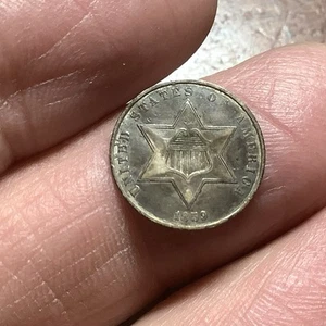 1859 3 CENT SILVER AU ORIGINAL SURFACES ATTRACTIVE RARE COIN - Picture 1 of 5