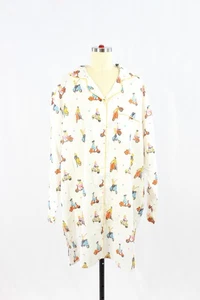 NUEVO CON ETIQUETAS CAOBA Blanco Vespa Scooter Estampado Algodón Voile Camisón, Talla XL - Imagen 1 de 12