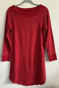 Ralph Lauren Womens Long Sleeve Red & White Polka Dot Nightgown House Dress Sz M - Picture 1 of 8