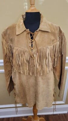 Camisa Western Scully Marrón Gamuza Flecos Talla Grande Foto 1 de 4