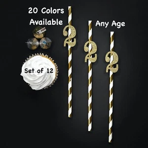 Pajitas 2º Cumpleaños (JUEGO DE 12) Brillo Decoraciones Cumpleaños Favores (Cualquier Edad) - Imagen 1 de 9