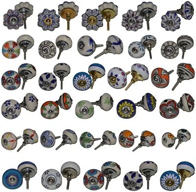 Möbelknöpfe Möbelknauf Möbelgriff Keramik Porzellan handbemalt Knauf Indisch - Bild 1 von 4