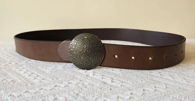American Eagle Womens Belt Size S Brown Genuine Leather Large Geometric Buckle - Image 1 of 4