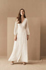 BHLDN Casey Dress Ivory Wrap Long Sleeve Size 4 NEW