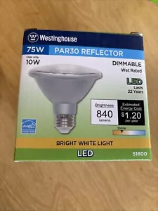 Westinghouse 75watt Par30 Dimmable Reflector Bulb Wet Rated 51800 - Picture 1 of 6